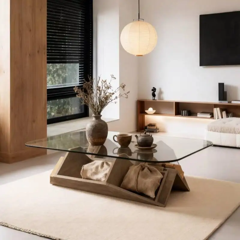 Home Decor Center - Chinese glazen salontafels van hout, zwart,