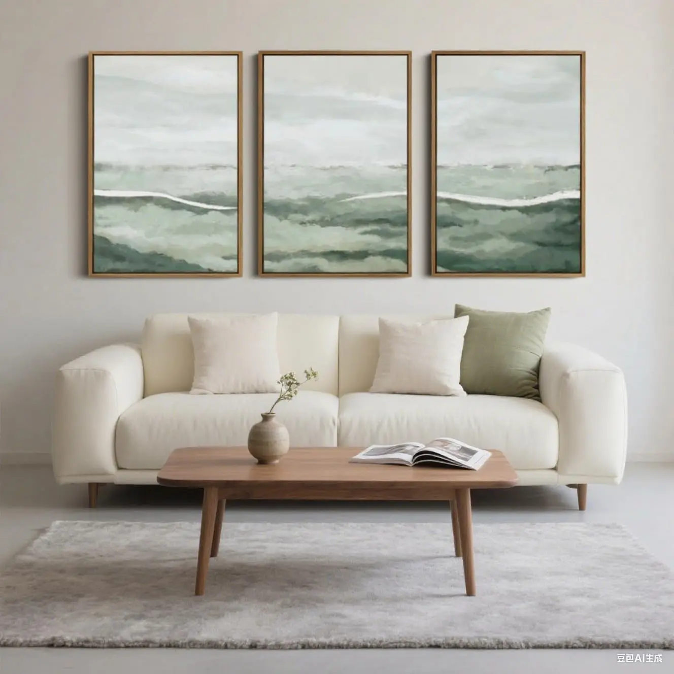 Home Decor Green - 3 stks/set Canvas Saliegroen Abstract Wanddecoratie
