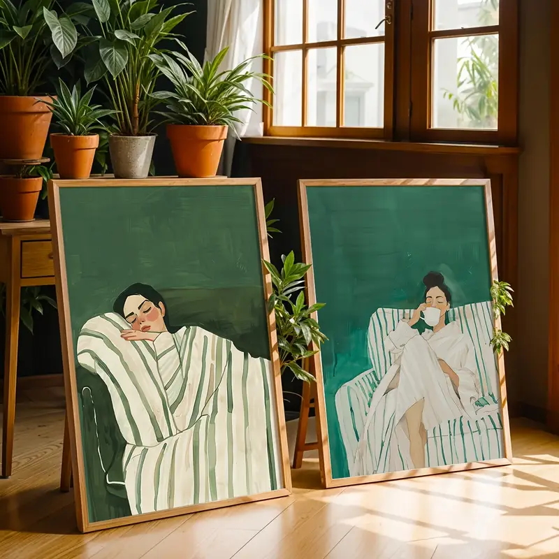 Home Decor Green - 2 stks/set abstracte figuur smaragdgroen gestreepte