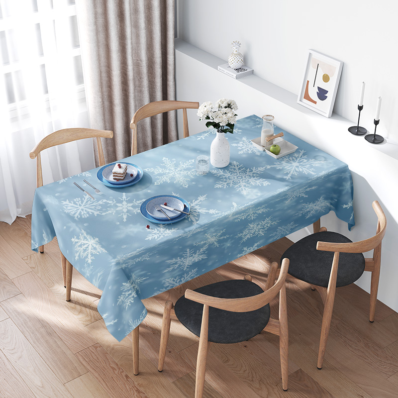Home Decor Online Shop - Sneeuwvlok Eettafelkleed Winter Woondecoratie Blauw Witte