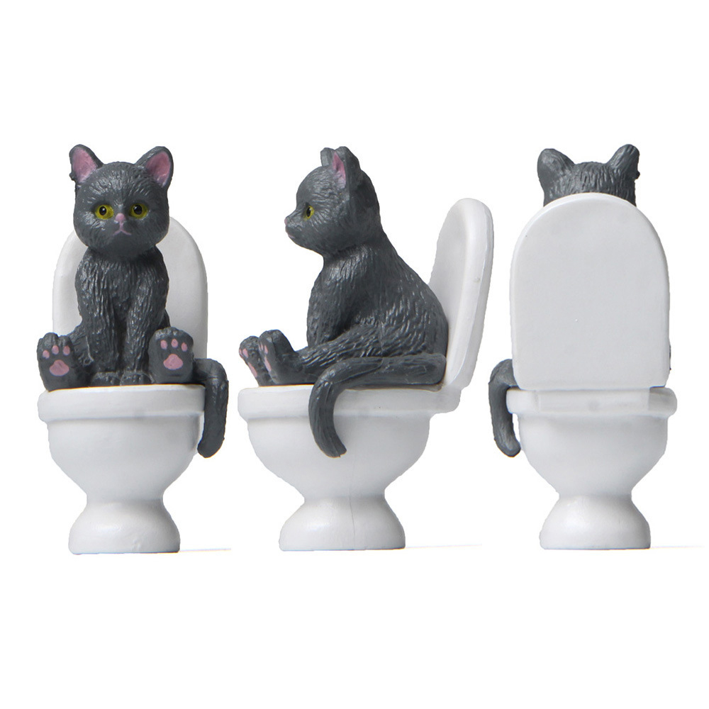 Kat Zitten Op Beeldjes Wc Kat  - Home Decor Korea recensie en prijs