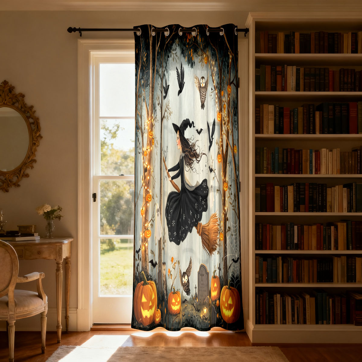 1PC Halloween Heks Pompoen Gho - Home Decor Curtain recensie en prijs